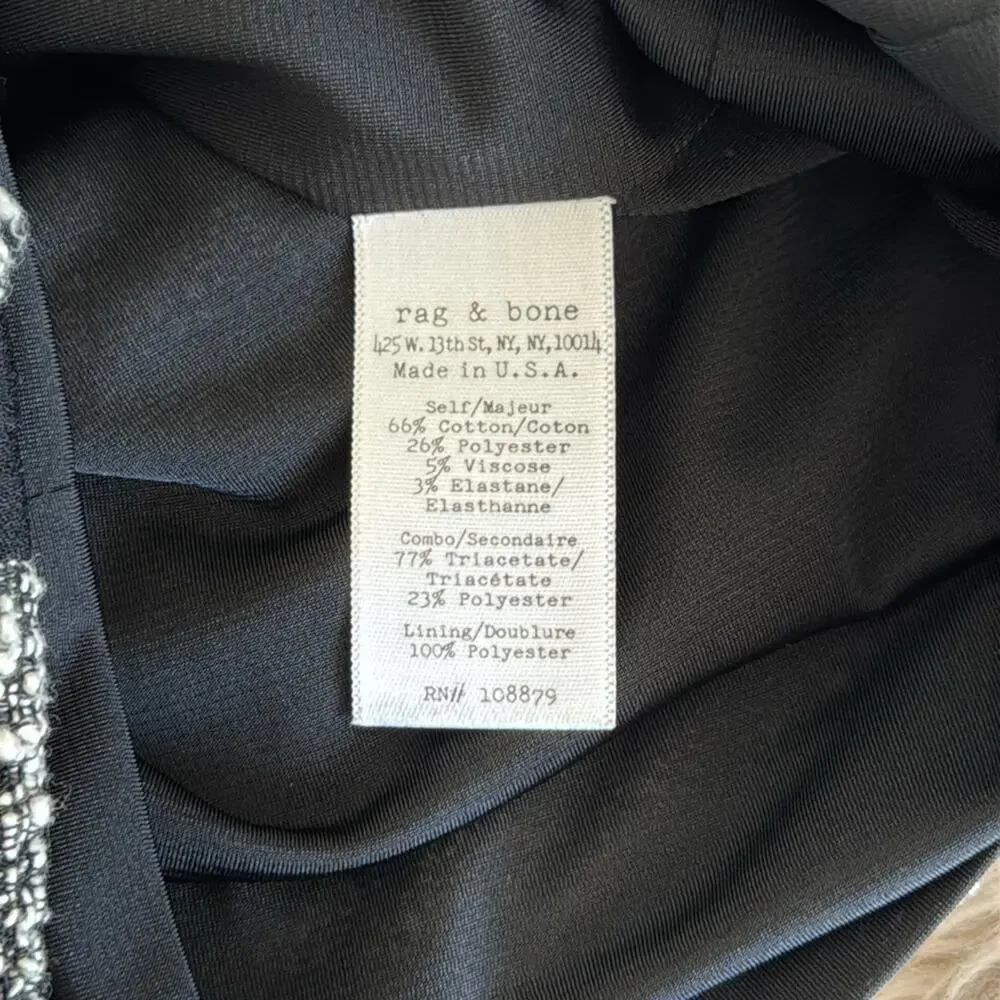 Rag & Bone Camden Tweed Shift Dress Black White Contrast Trim Size 0 - Picture 7 of 7